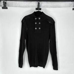 Men's Armand Thiery Navy Blue Cotton Military Style Sweater - Size L (EUXL)